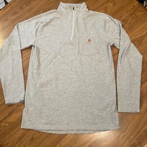 Carhartt Force Mens Medium Relaxed Fit Quarter Zip Pullover Gray Chest Pocket